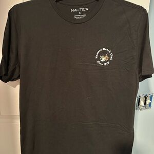 Nautica Black Short Sleeve Tee Classic Crew Neck